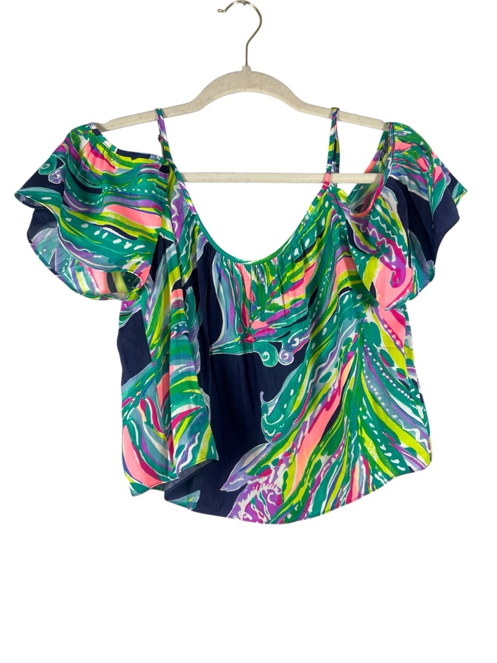 Lilly Pulitzer Posey Don’t Leave Me Hanging Top Cold Shoulder Crop Top 6